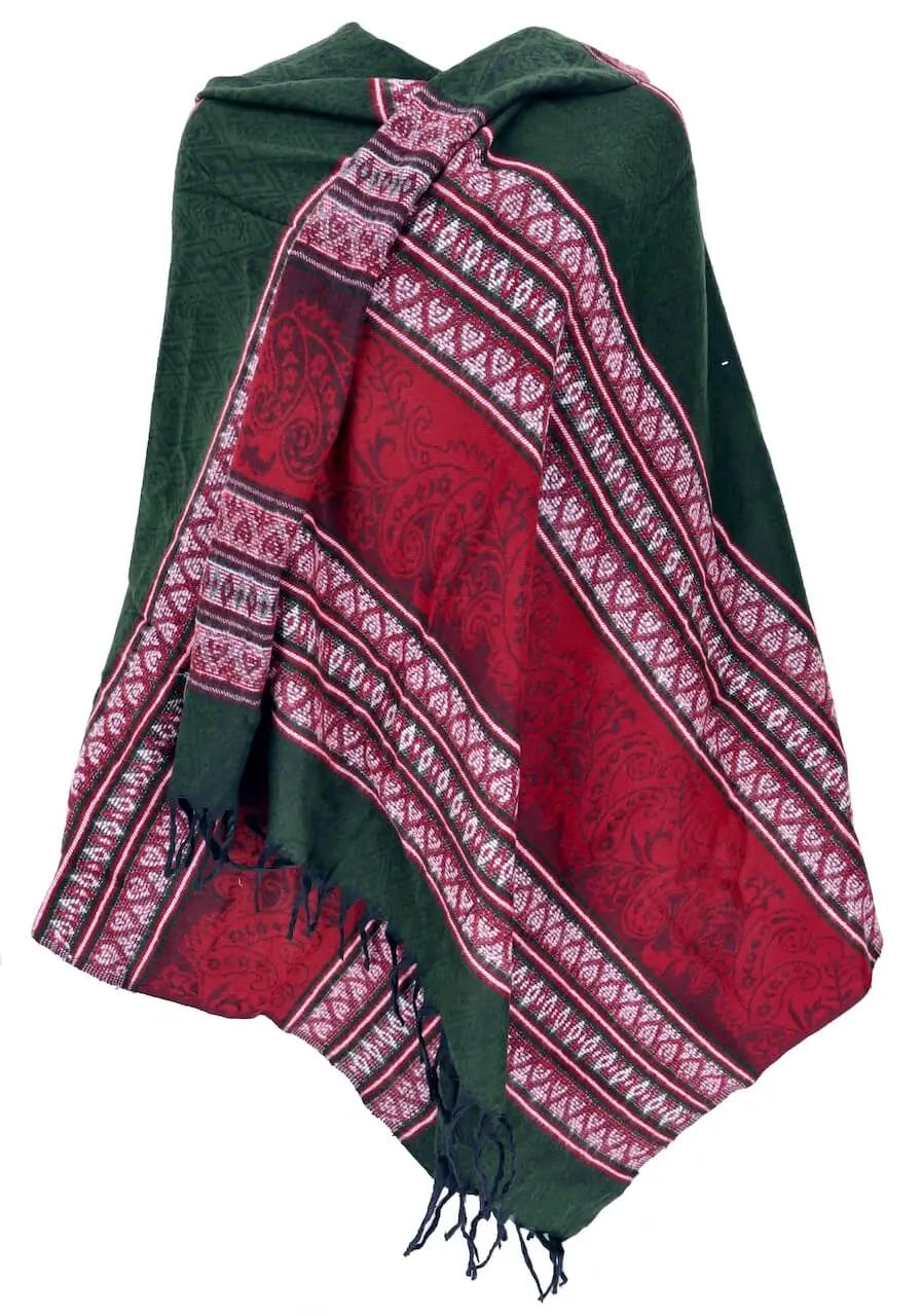 Pashmina Schal Inka Muster Dunkelgrün