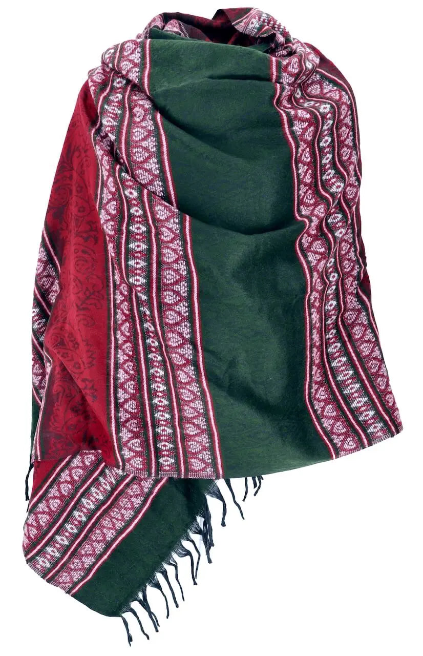 Pashmina Schal Inka Muster Dunkelgrün