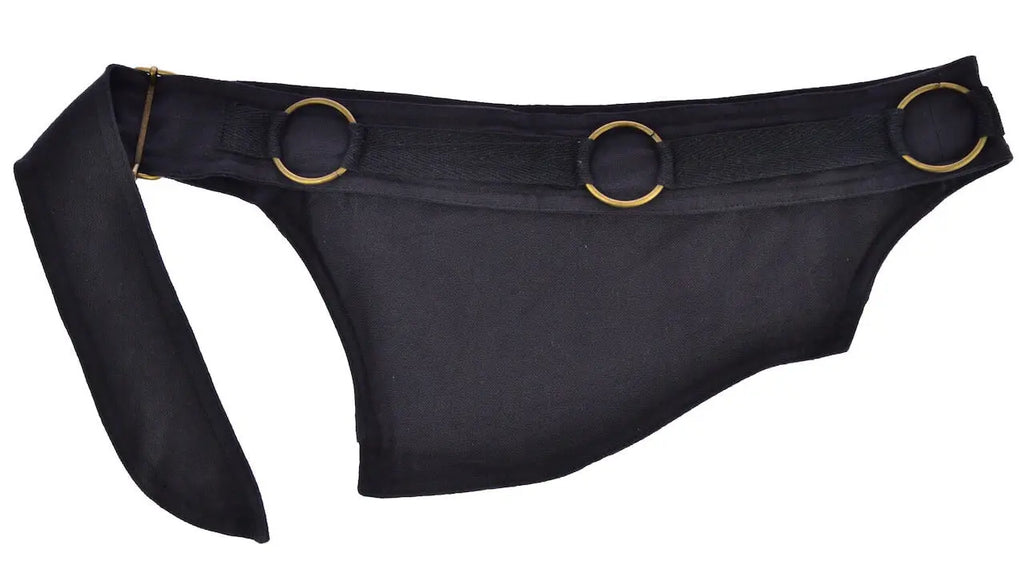 Anki Design schwarze Gürteltasche Messingbeschläge Goa Kleidung