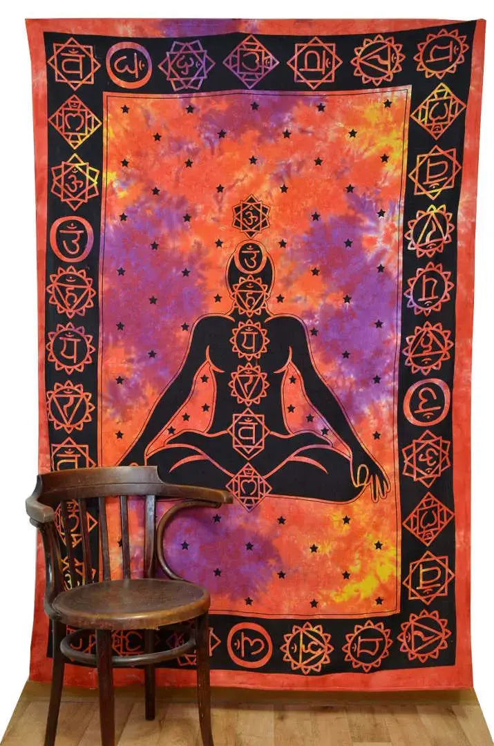 Chakra Wandtuch Meditation ⭐ Medition & Chakra-Symbole auf Batik