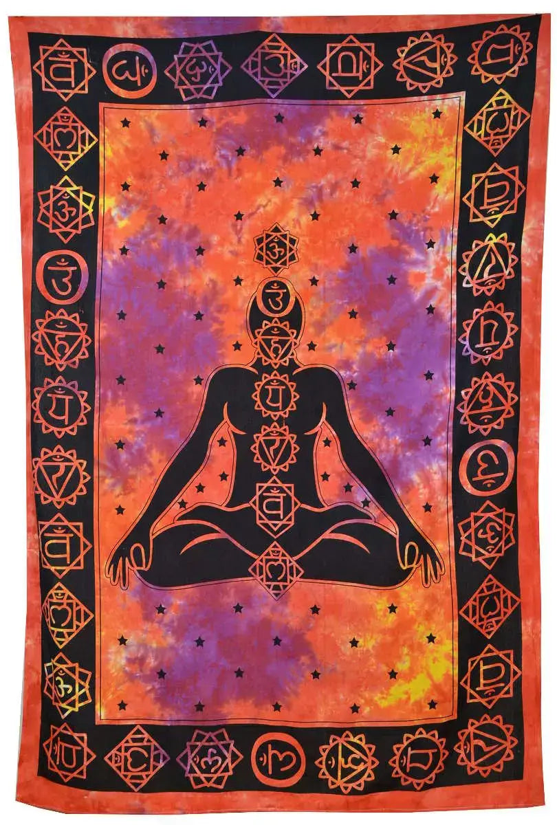 Chakra Wandtuch Meditation ⭐ Medition & Chakra-Symbole auf Batik