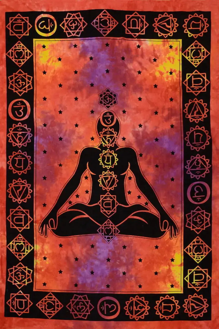 Chakra Wandtuch Meditation ⭐ Medition & Chakra-Symbole auf Batik