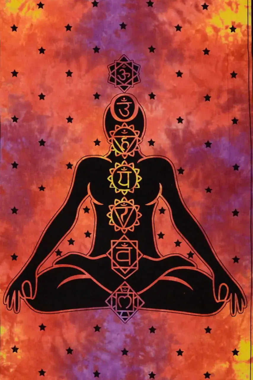 Chakra Wandtuch Meditation ⭐ Medition & Chakra-Symbole auf Batik