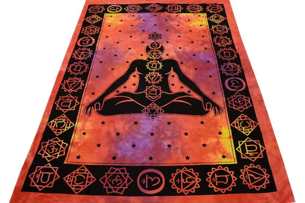 Chakra Wandtuch Meditation ⭐ Medition & Chakra-Symbole auf Batik