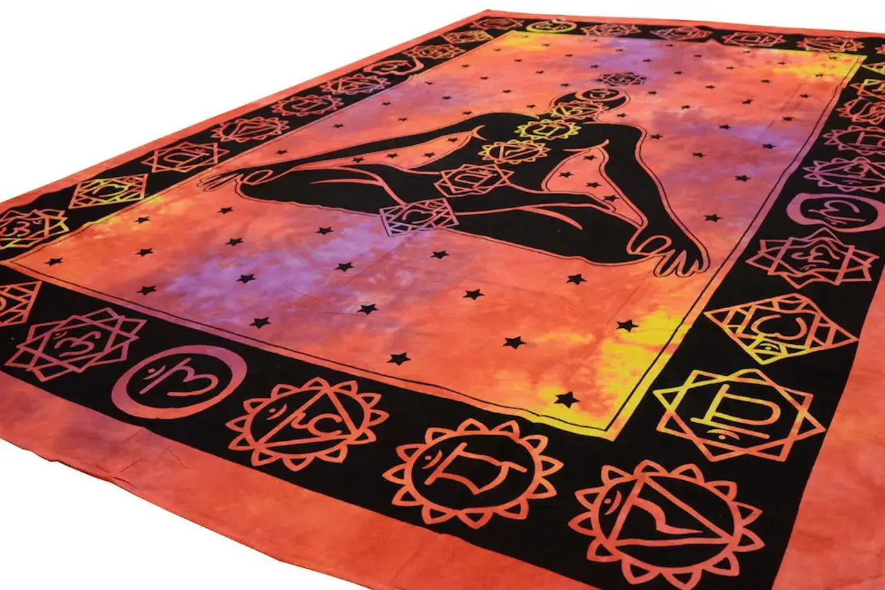 Chakra Wandtuch Meditation ⭐ Medition & Chakra-Symbole auf Batik
