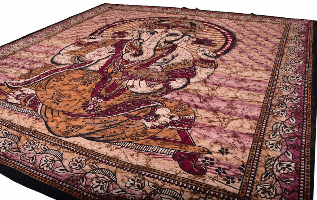 Ganesha Marblebatik Wandtuch handcoloriert grosses Dekotuch