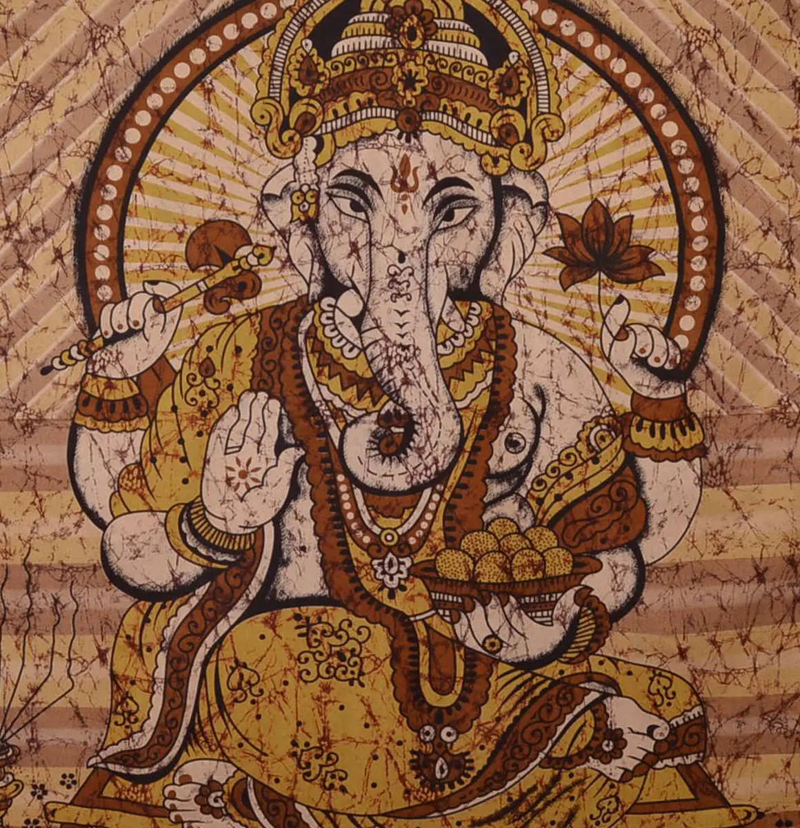 Ganesha Marblebatik Wandtuch handcoloriert