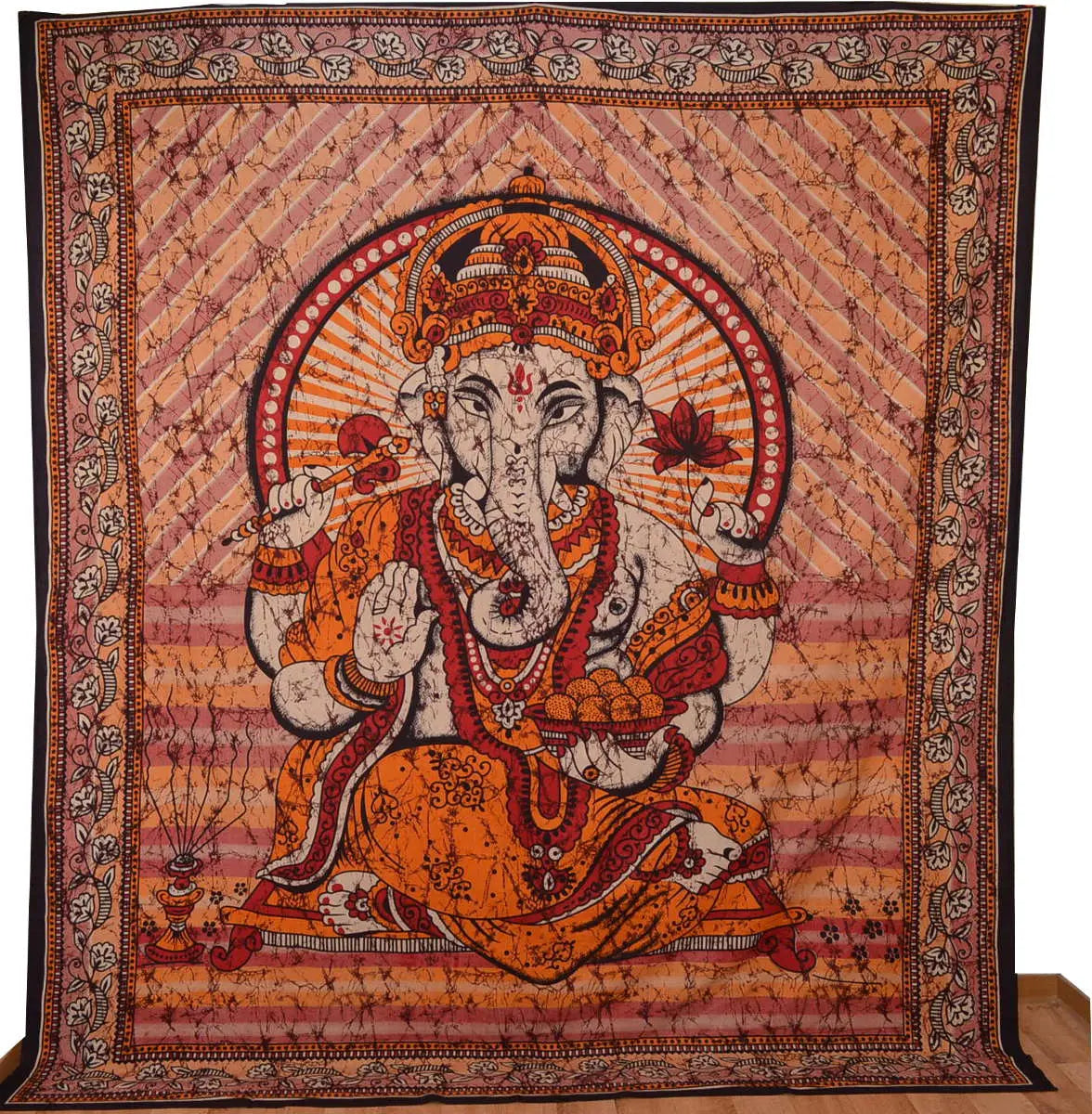 Ganesha Marblebatik Wandtuch handcoloriert