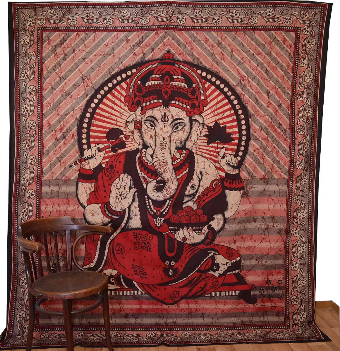 Ganesha Marblebatik Wandtuch handcoloriert