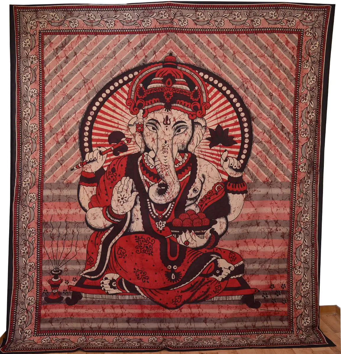 Ganesha Marblebatik Wandtuch handcoloriert