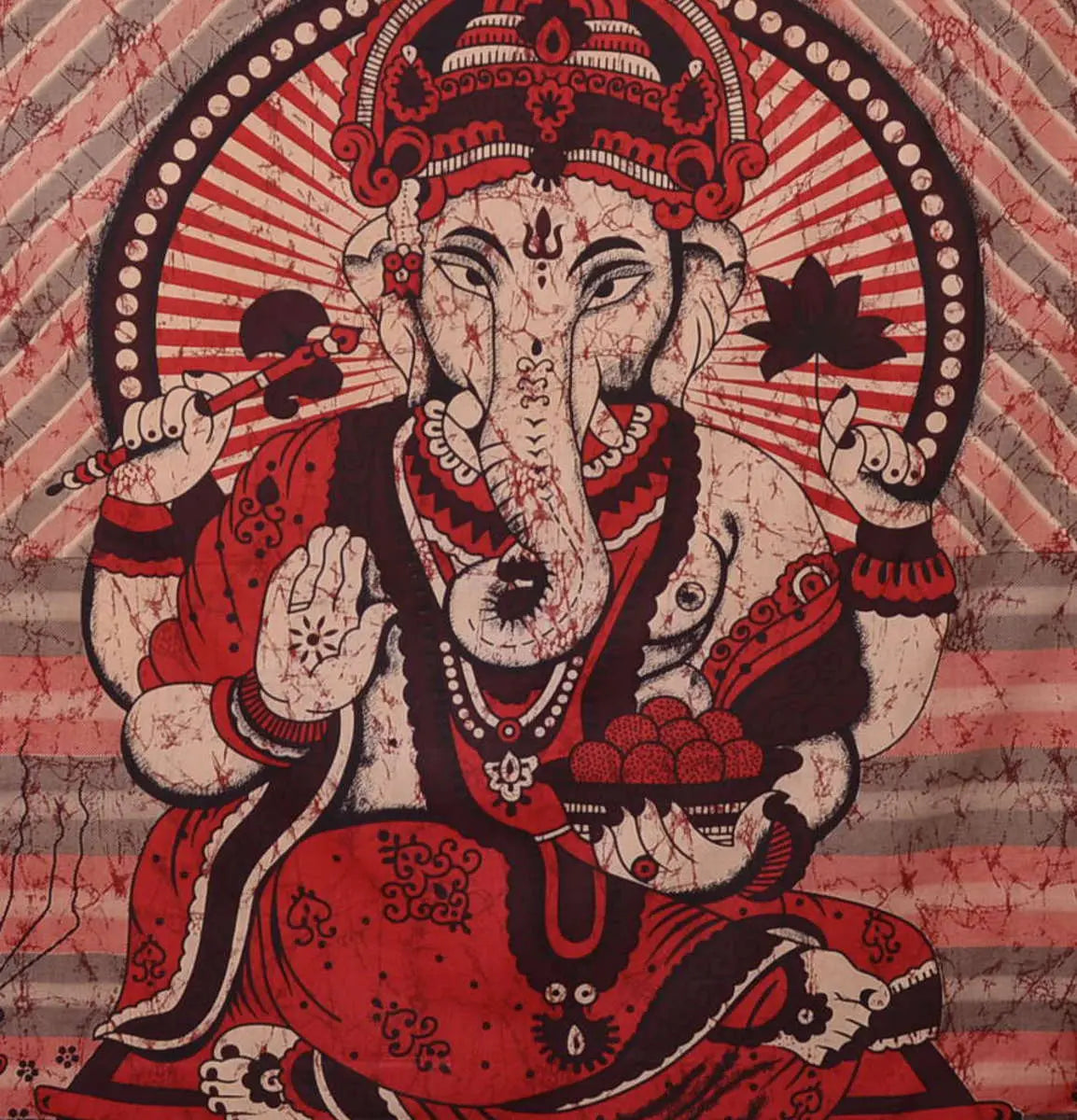 Ganesha Marblebatik Wandtuch handcoloriert