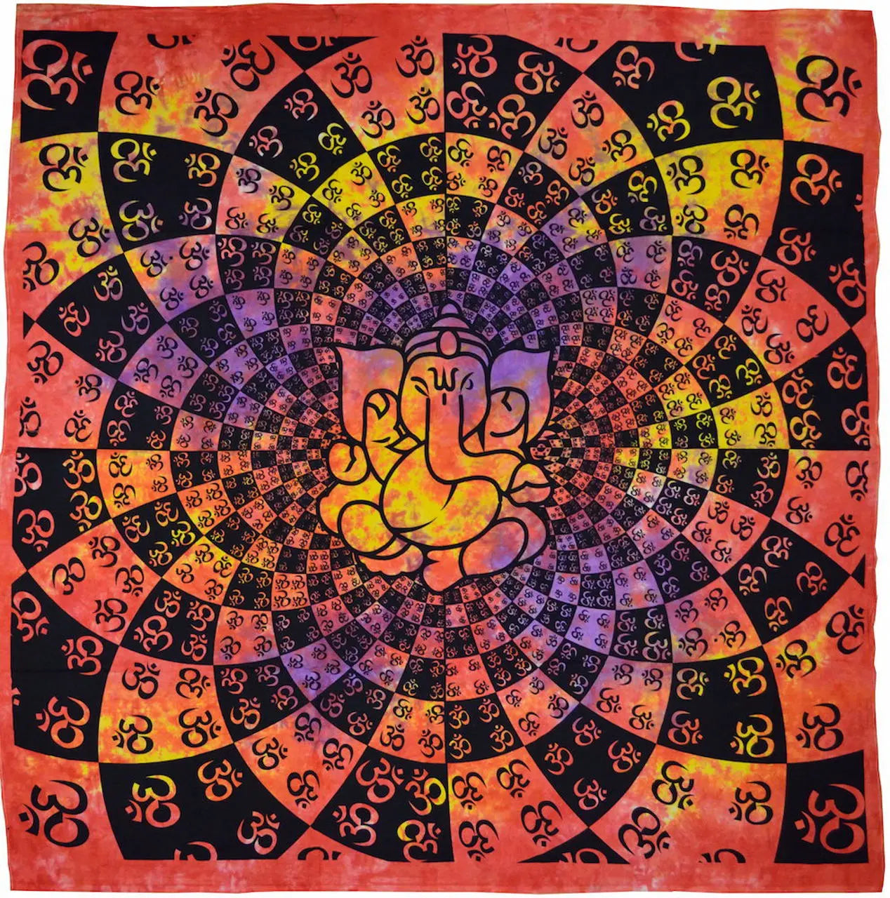 Ganesha Om Batikdecke – Goa Wandtuch & UV-Deko