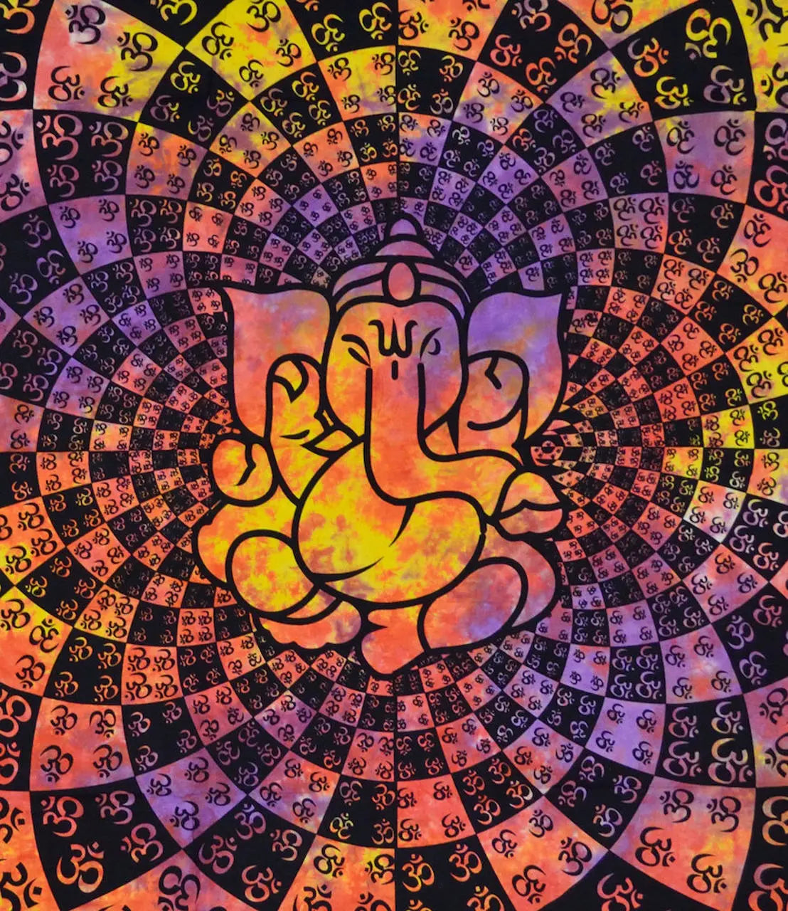 Ganesha Om Batikdecke – Goa Wandtuch & UV-Deko