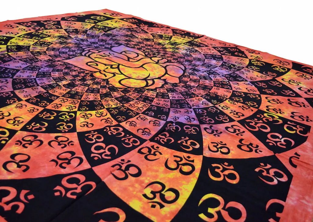 Ganesha Om Batikdecke – Goa Wandtuch & UV-Deko