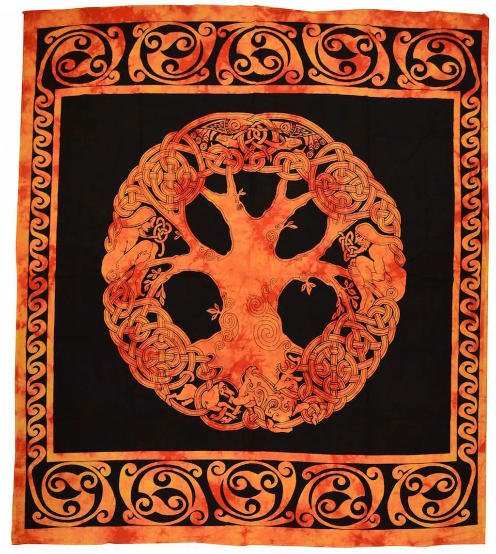 YGGDRASIL Keltische Tagesdecke Wandbehang Lebensbaum & Ornament
