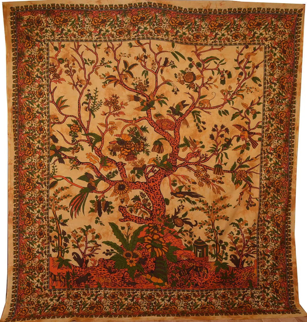 Indische Tagesdecke Lebensbaum Wandtuch Wandbehang
