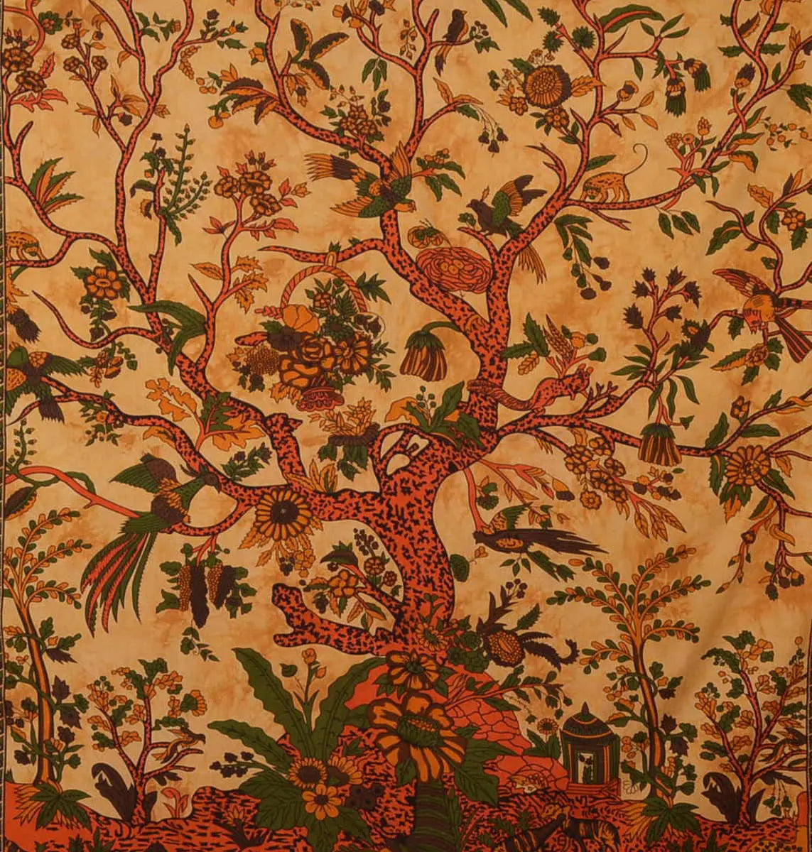 Indische Tagesdecke Lebensbaum Wandtuch Wandbehang