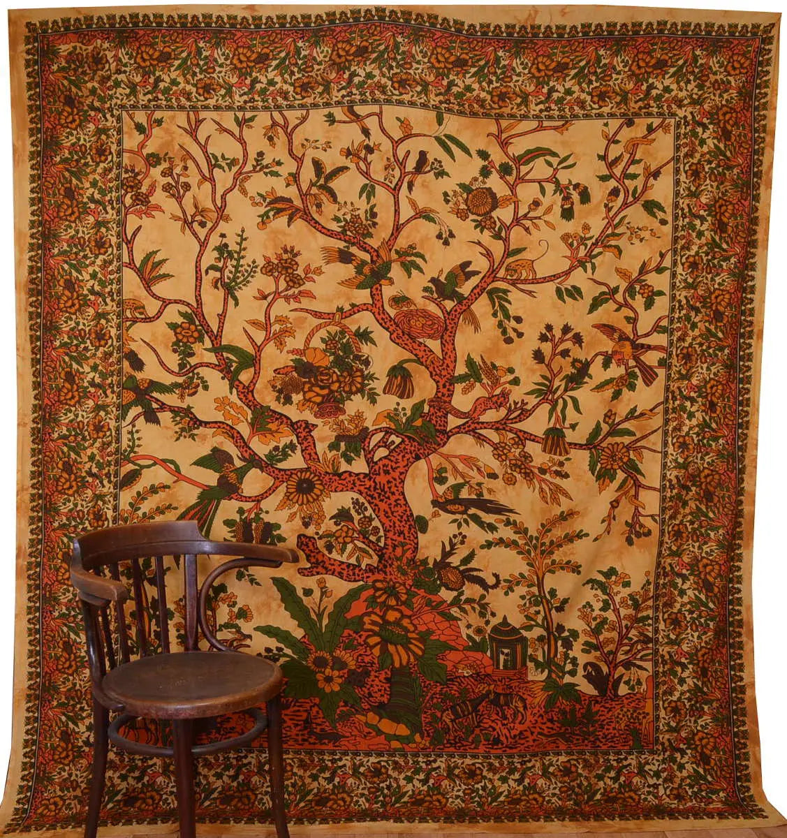 Indische Tagesdecke Lebensbaum Wandtuch Wandbehang