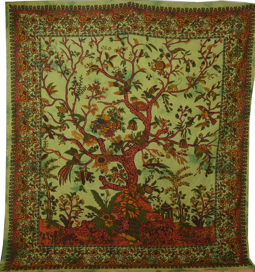 Indische Tagesdecke Lebensbaum Wandtuch Wandbehang