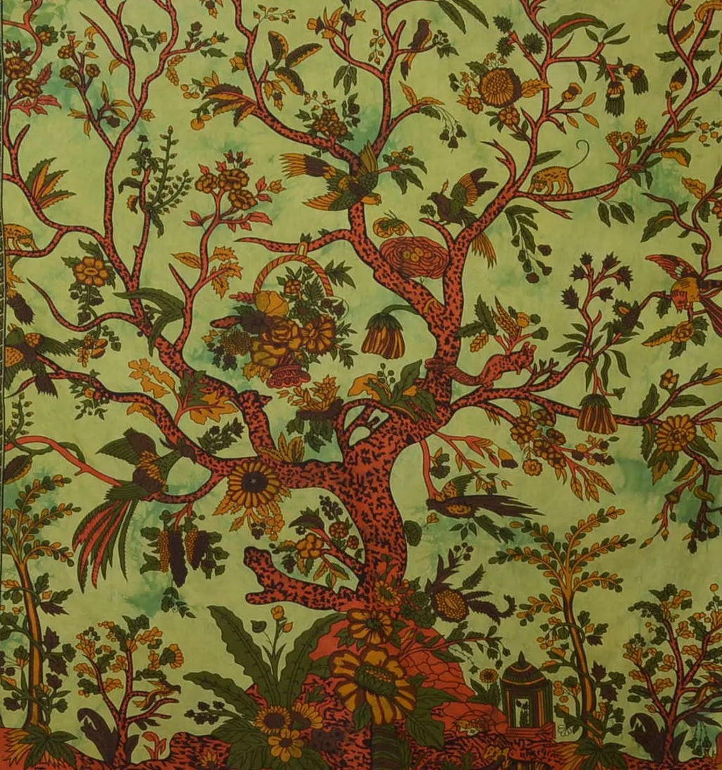 Indische Tagesdecke Lebensbaum Wandtuch Wandbehang