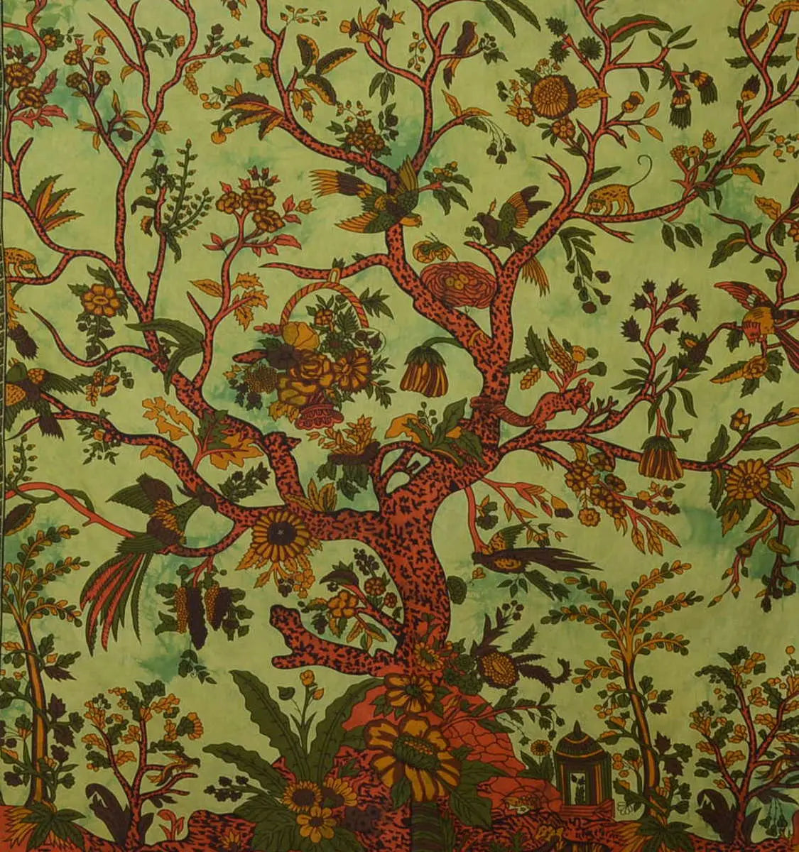 Indische Tagesdecke Lebensbaum Wandtuch Wandbehang