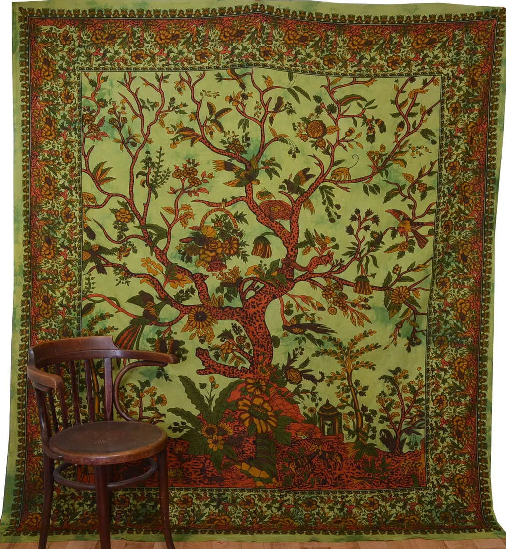Indische Tagesdecke Lebensbaum Wandtuch Wandbehang