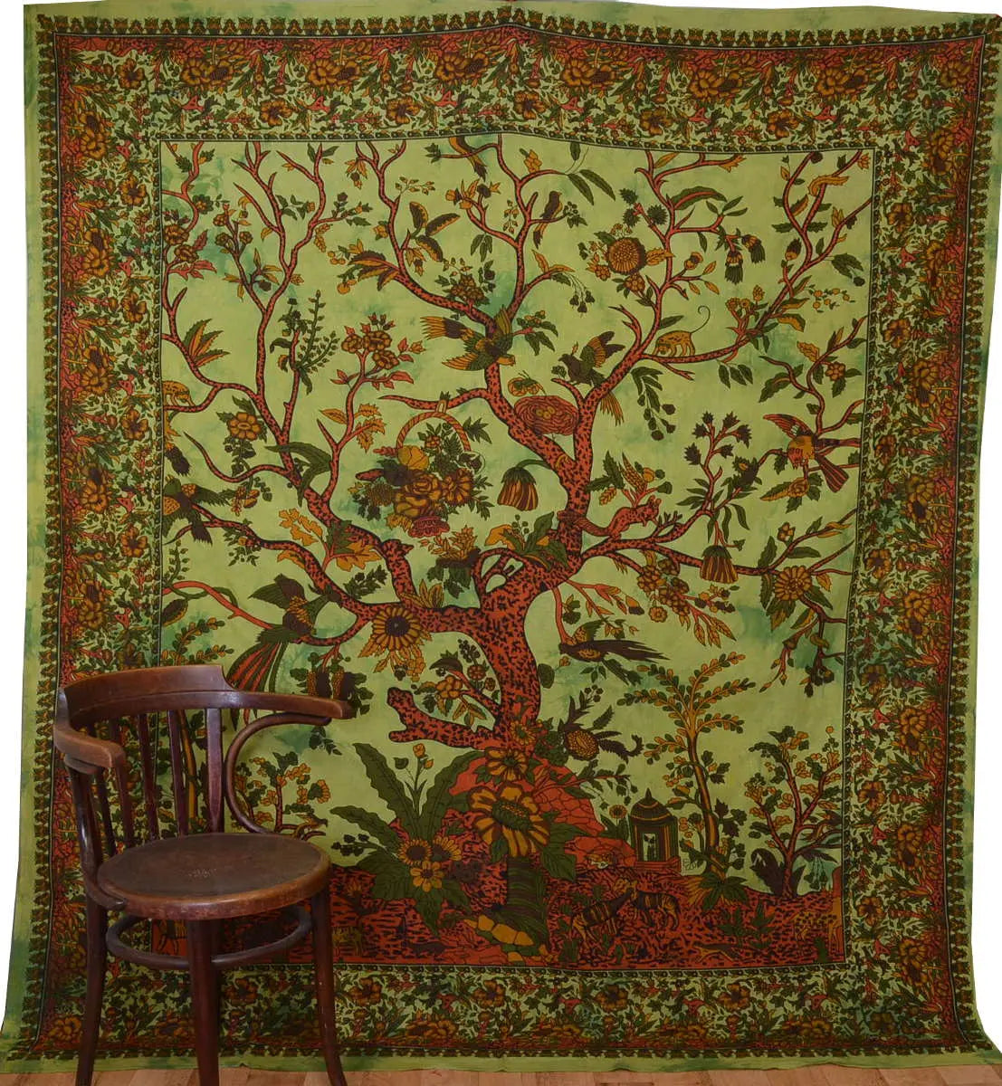Indische Tagesdecke Lebensbaum Wandtuch Wandbehang