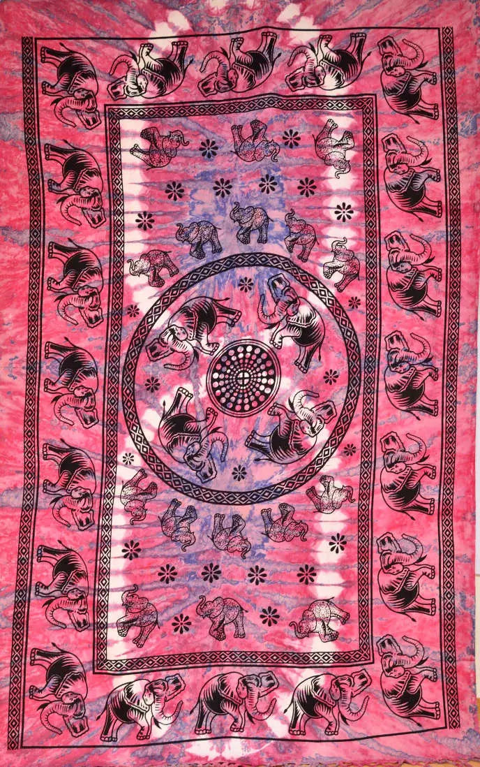 Mandala Wandtuch Elefanten indisches Batik-Tuch
