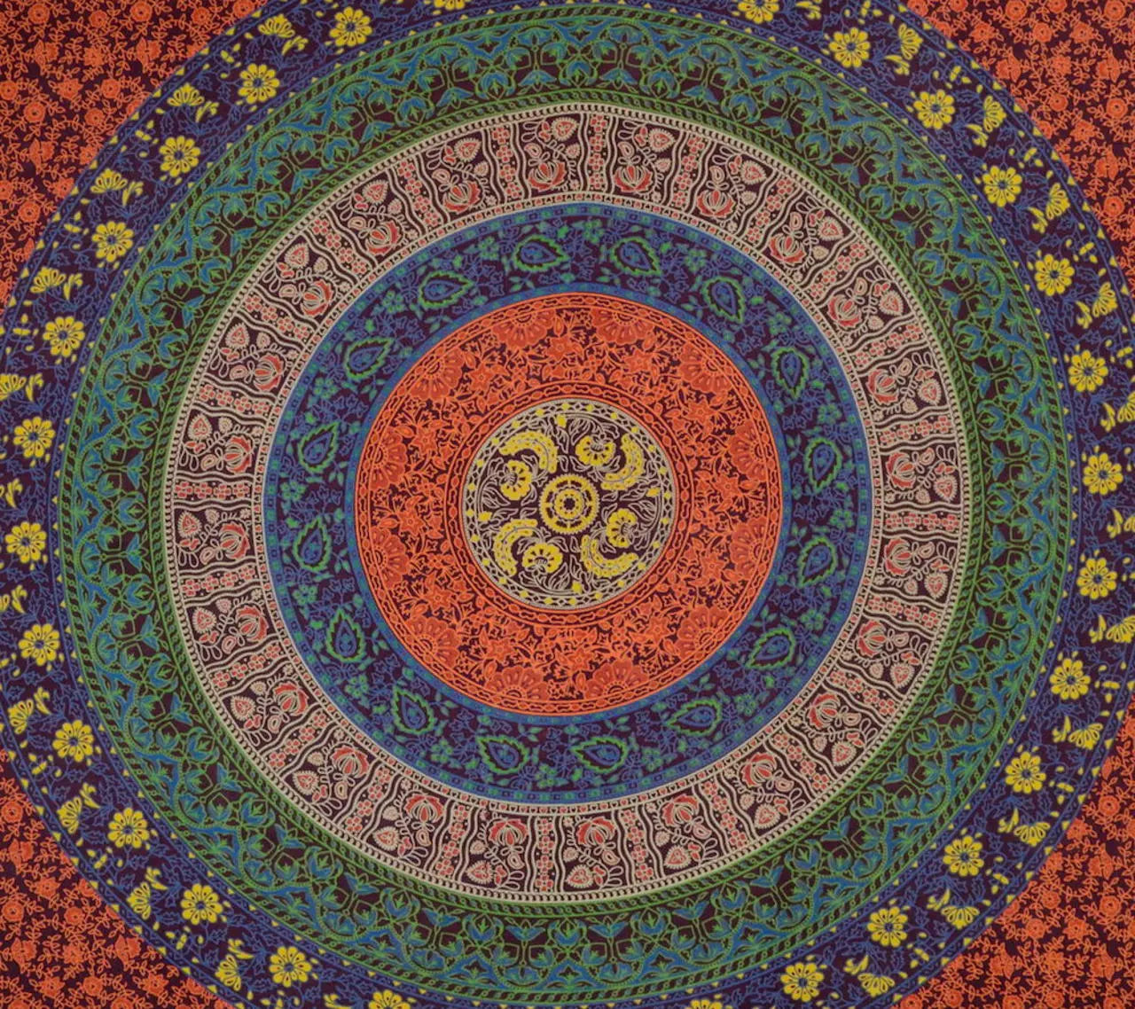 Traditionelle Indische Tagesdecke Mandala Wandtuch, Raumteiler