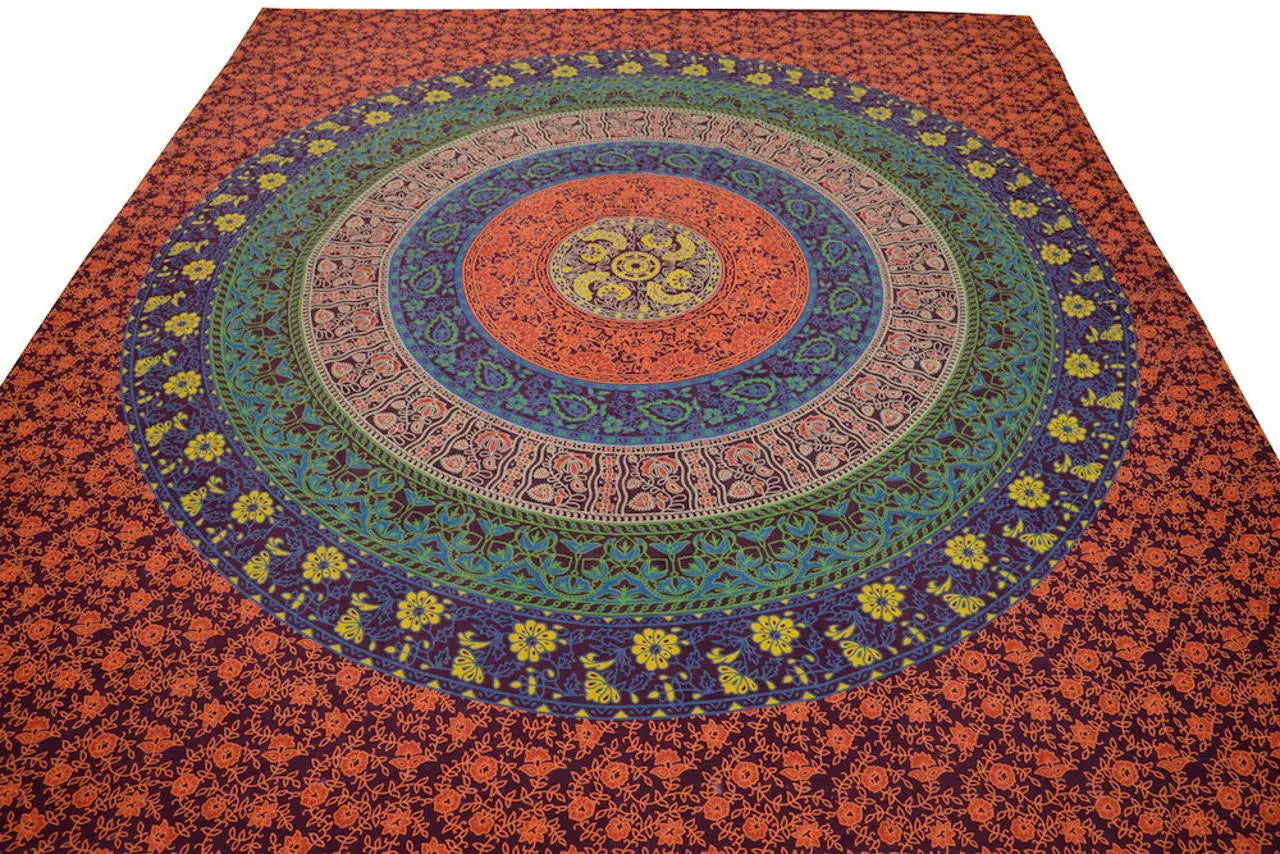 Traditionelle Indische Tagesdecke Mandala Wandtuch, Raumteiler