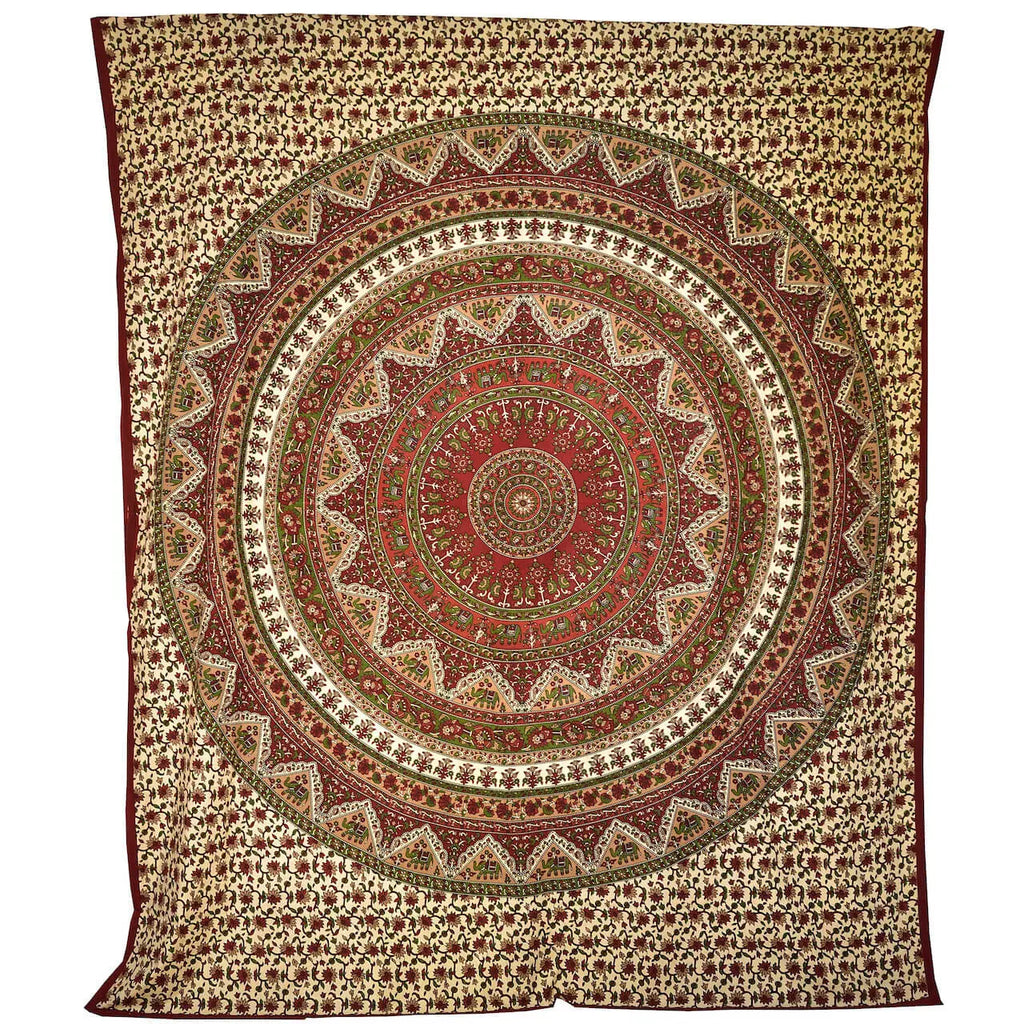 Großes Elefanten Mandala Wandtuch Indische Tagesdecke