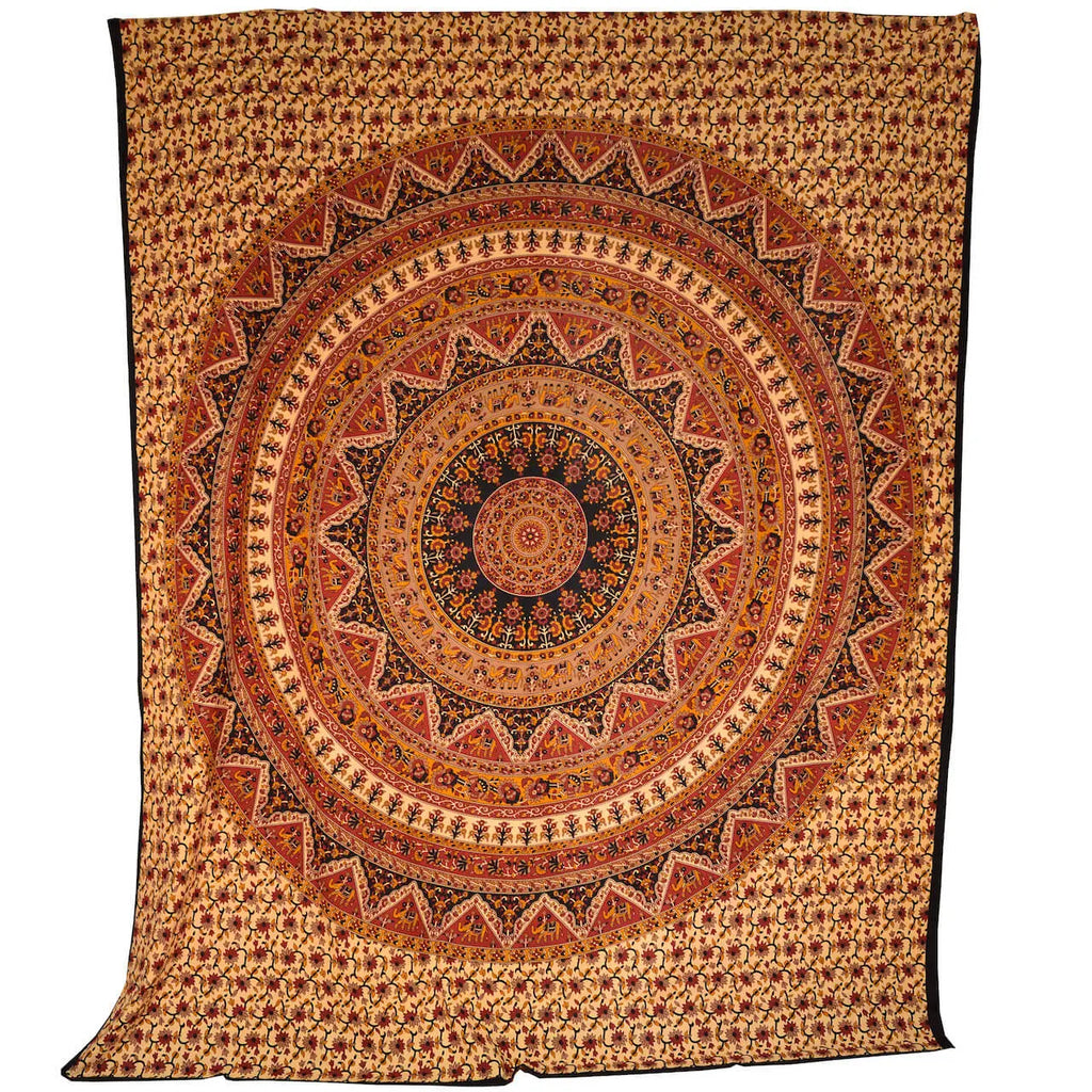 Großes Elefanten Mandala Wandtuch Indische Tagesdecke
