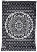 Wandbehang Single Mandala Schwarz - Stilvolles Wandtuch, Baumwolle