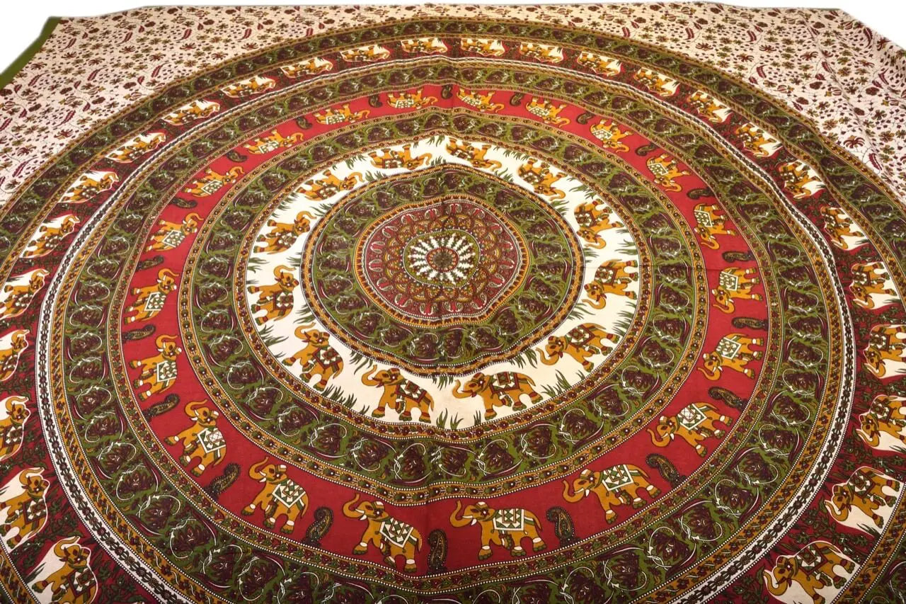 Elefanten Mandala Wandtuch Paisley Tagesdecke