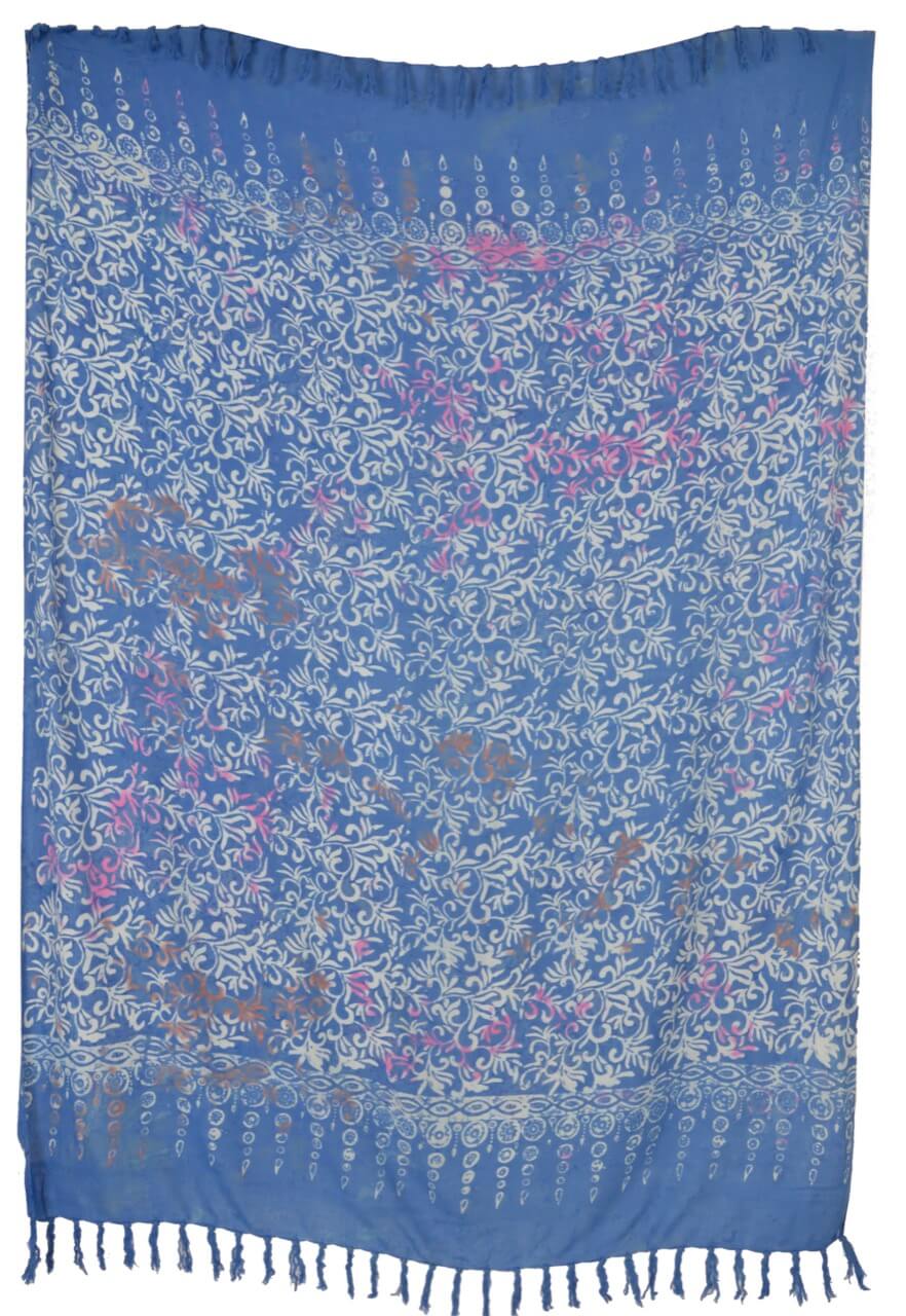 Sarong Tuch Blau mehrfarbiges Batikmuster Lunghi