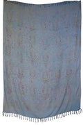 Sarong Grau Blau Blume Lunghi Pareo Tuch