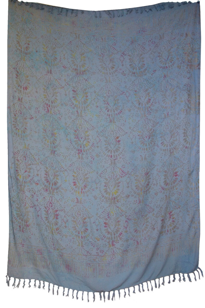 Sarong Grau Blau Blume Lunghi Pareo Tuch