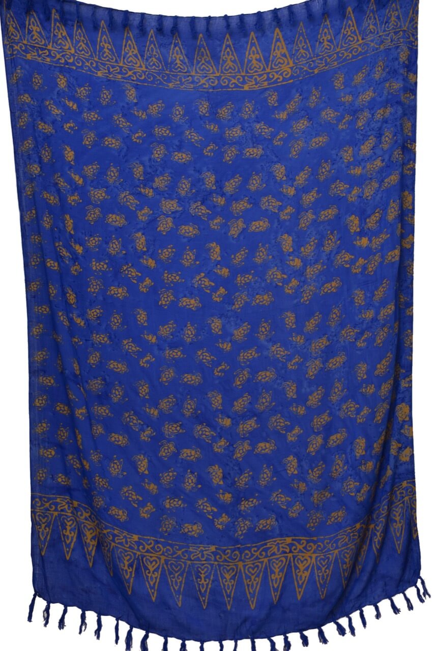 Dunkelblauer Schildkröten Sarong Lunghi Pareo Tuch