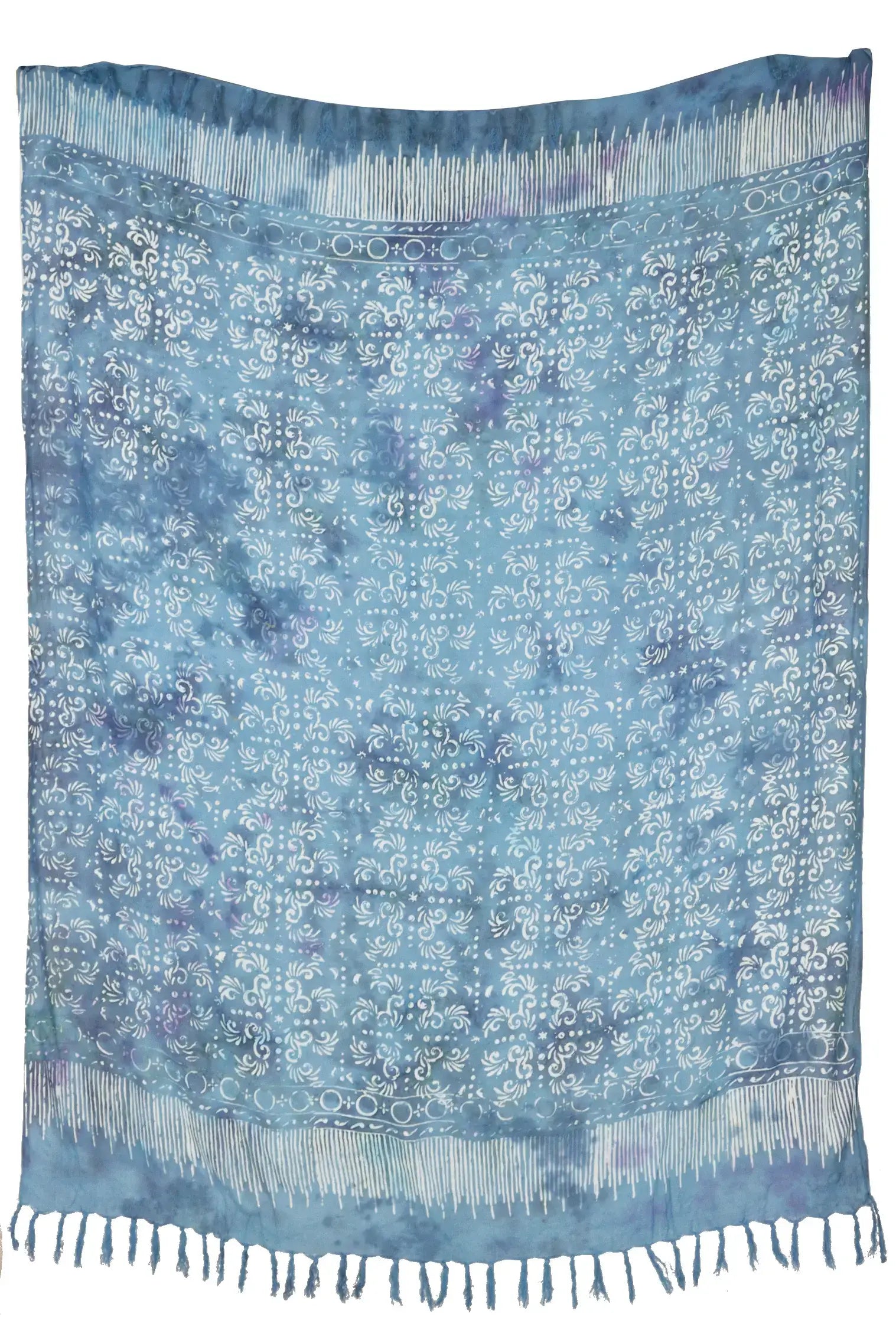 Sarong Hellblau weiss gemustert Lunghi Pareo Tuch
