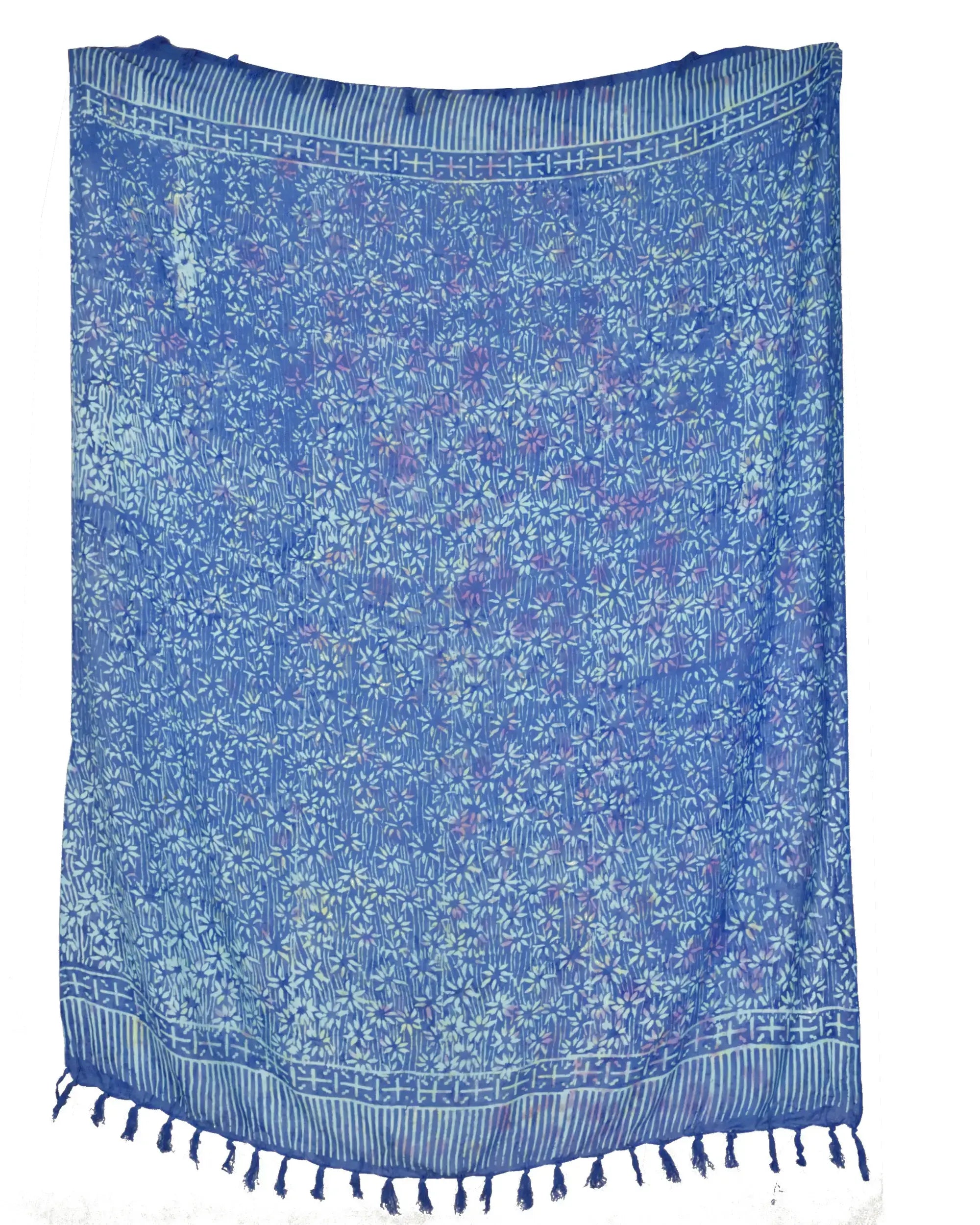 Sarong Hellblau Blümchenmuster Lunghi Pareo Tuch