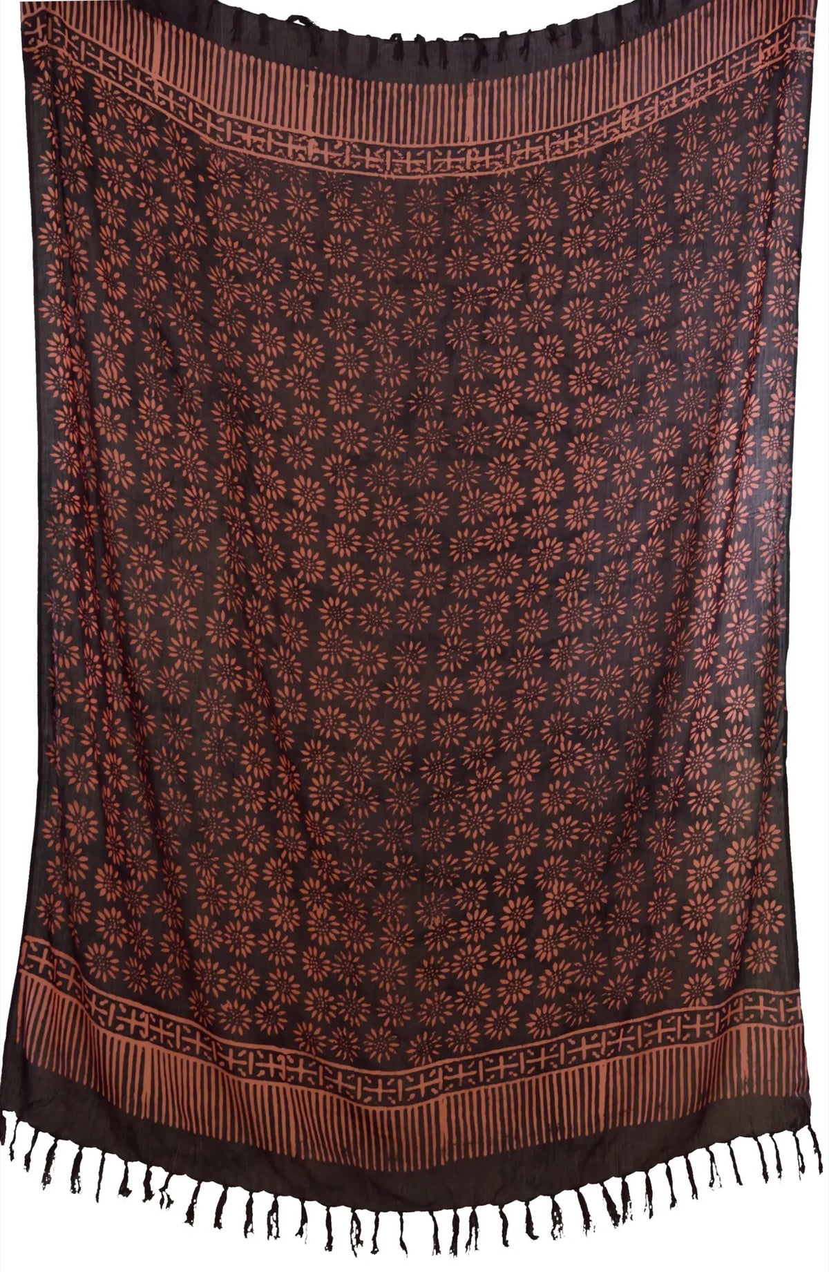 Terracotta Sarong mit Blumen Batik