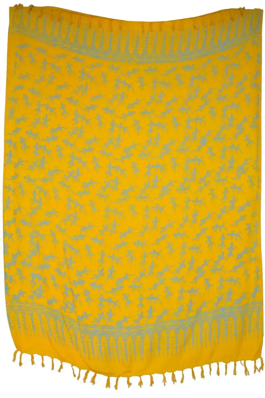 Sarong Hellblau mit Geckos Lunghi Pareo Tuch