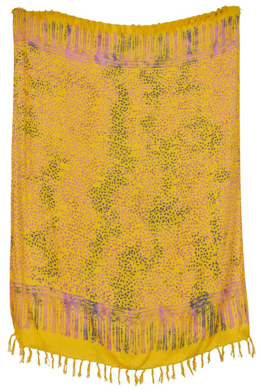 Sarong Lunghi Gelb Blätter-Motiv Pareo Tuch
