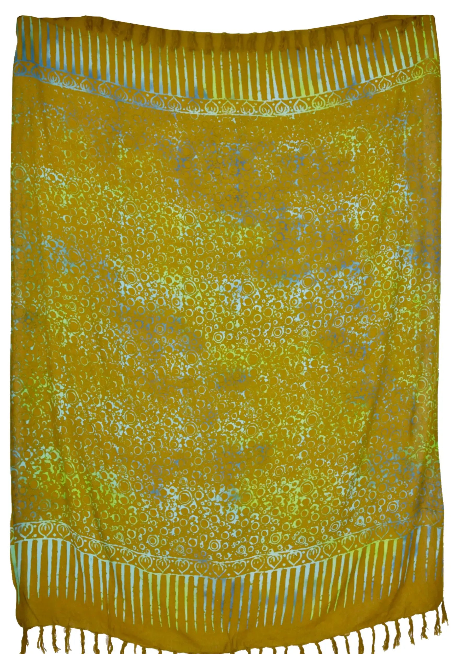 Olivfarbener Batik Sarong türkises Kreisemuster Lunghi Pareo Tuch