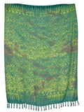 Grüner Batik Sarong mit Blättermuster Lunghi Pareo Tuch