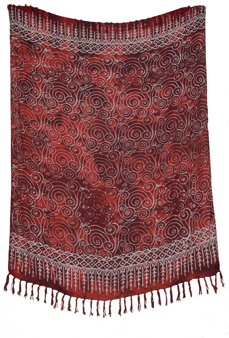 Rot weisser Sarong, balinesische Batik Pareo Lunghi