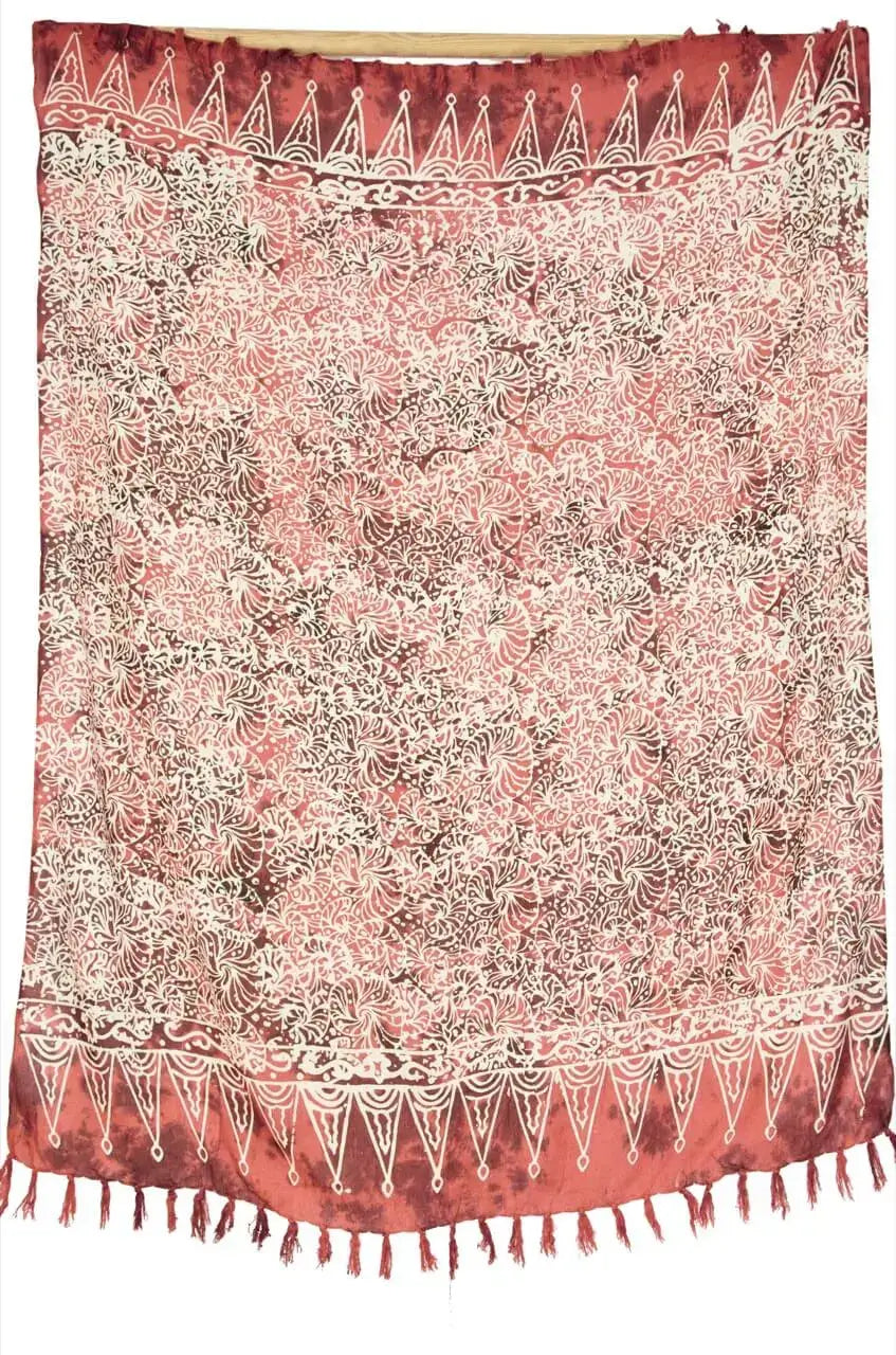 Sarong Rot Weiss Blumenmuster Lunghi Pareo Tuch