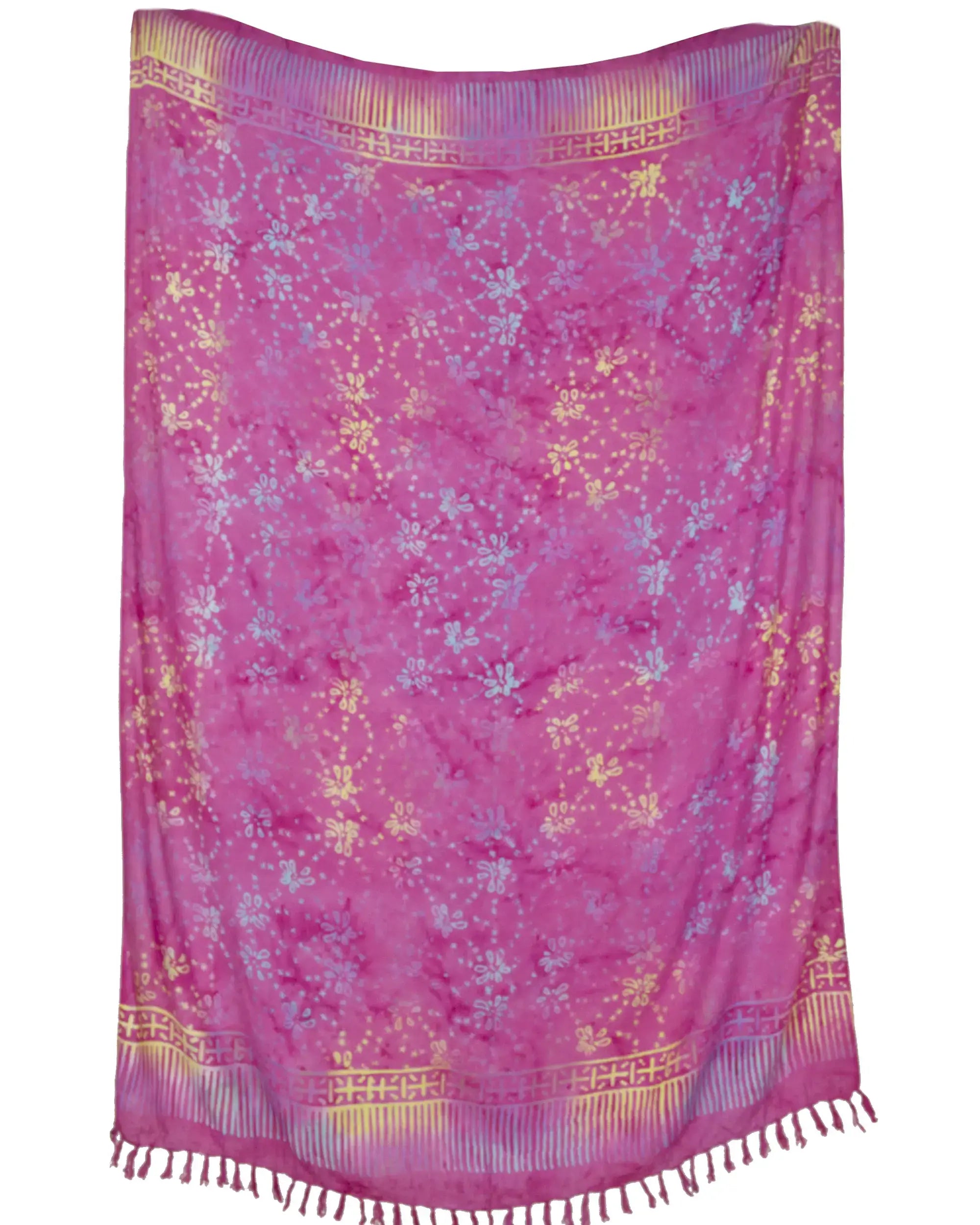 Pinkfarbiger Batik Sarong Blumenmuster Lunghi Pareo Tuch