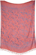 Rot-Lila kontraststarker Blumenmuster Lunghi Sarong Pareo