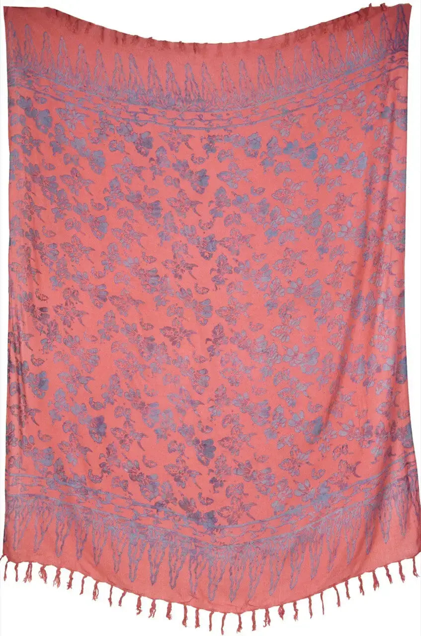 Rot-Lila kontraststarker Blumenmuster Lunghi Sarong Pareo